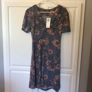 Grey and mauve dress with flowers